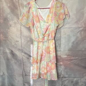 Peach Love California Pastel Floral Mini Dress